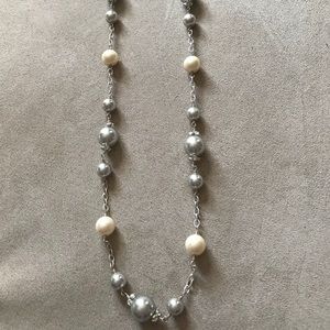 Stella and Dot gray and cream pearl necklace